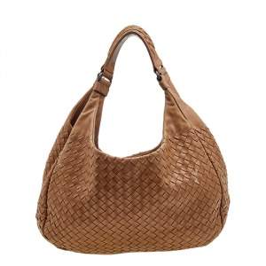 Pre Owned Bottega Veneta Brown Intrecciato Leather Campana Hobo