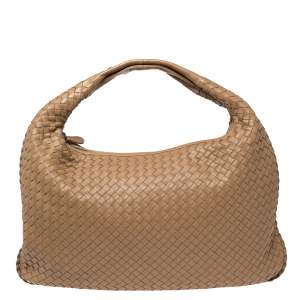 Pre Owned Bottega Veneta Camel Brown Leather Large Veneta Hobo