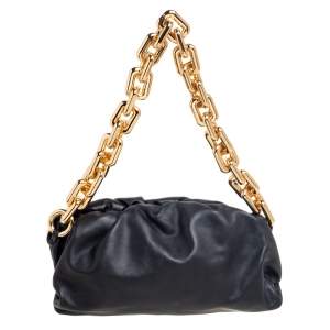 Pre Owned Bottega Veneta Black Leather Chain Pouch Clutch