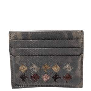 Pre Owned Bottega Veneta Grey Intrecciato Karung Card Holder