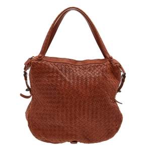 Pre Owned Bottega Veneta Rust Intrecciato Leather Hobo 