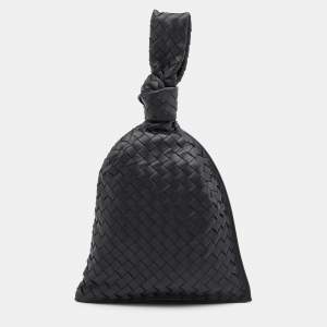 Pre Owned Bottega Veneta Black Intrecciato Leather BV Twist Clutch
