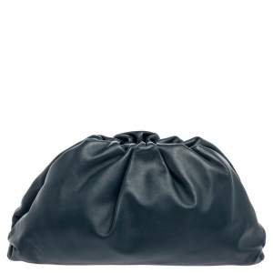 Pre Owned Bottega Veneta Blue Leather Teen Pouch Clutch