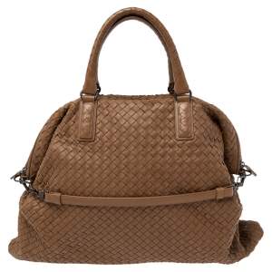 Pre Owned Bottega Veneta Brown Intrecciato Leather Satchel