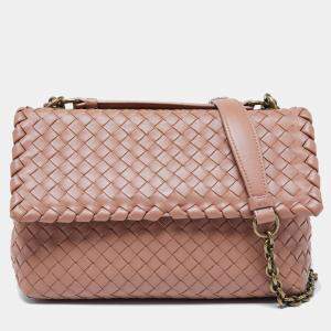 Pre Owned Bottega Veneta Old Rose Intrecciato Leather Small Olimpia Shoulder Bag