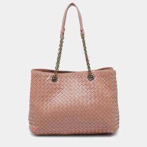 Pre Owned Bottega Veneta Old Rose Intrecciato Leather Olimpia Chain Tote