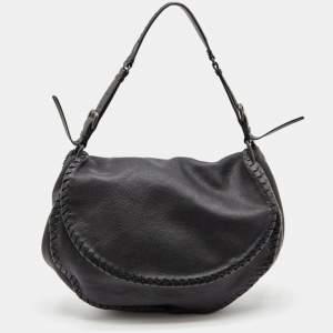 Pre Owned Bottega Veneta Black Leather Hobo