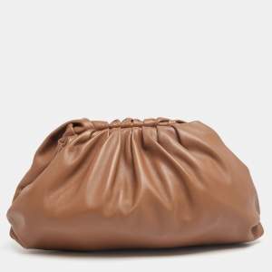 Pre Owned Bottega Veneta Tan Leather Large The Pouch Clutch