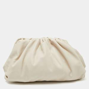 Pre Owned Bottega Veneta Off-White Leather Large The Pouch Clutch