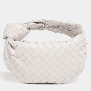 Pre Owned Bottega Veneta White Intrecciato Leather Mini BV Jodie Bag