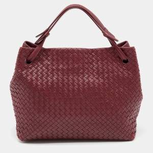 Pre Owned Bottega Veneta Burgundy Intrecciato Leather Seamless Garda Tote