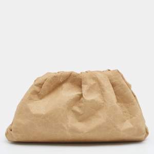 Pre Owned Bottega Veneta Beige Paper The Pouch Clutch