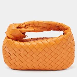 Pre Owned Bottega Veneta Orange Intrecciato Leather Mini BV Jodie Bag