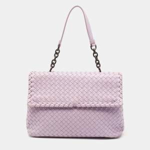 Pre Owned Bottega Veneta Lilac Intrecciato Leather Medium Olimpia Shoulder Bag