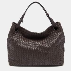 Pre Owned Bottega Veneta Brown Intrecciato Leather Medium Garda Tote