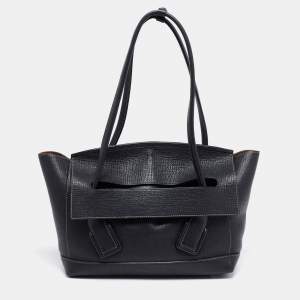 Pre Owned Bottega Veneta Black Leather Arco Tote