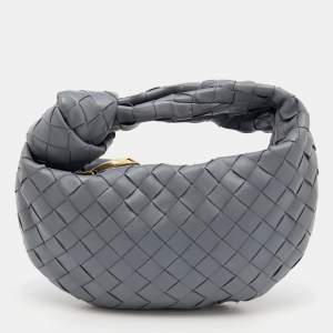 Pre Owned Bottega Veneta Grey Intrecciato Leather Mini BV Jodie Bag