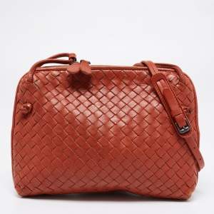 Pre Owned Bottega Veneta Brique Intrecciato Nodini Leather Crossbody Bag
