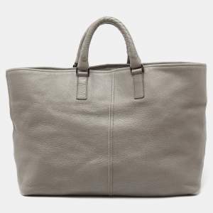 Pre Owned Bottega Veneta Grey Leather Tote