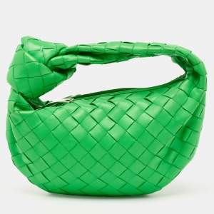 Pre Owned Bottega Veneta Green Intrecciato Leather Mini BV Jodie Bag