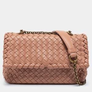 Pre Owned Bottega Veneta Beige Intrecciato Leather Olimpia Shoulder Bag