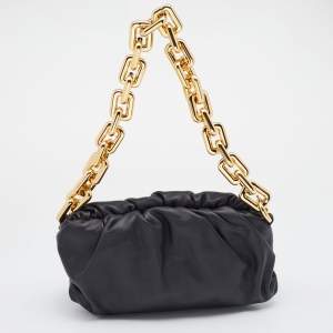 Pre Owned Bottega Veneta Black Leather Chain Pouch Clutch