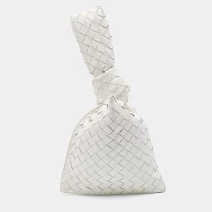 Pre Owned Bottega Veneta White Intrecciato Leather Mini Twist Bag