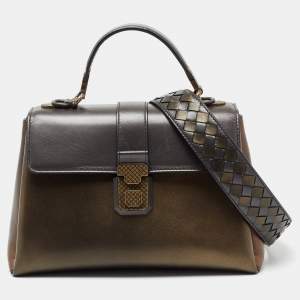 Pre Owned Bottega Veneta Metallic Tri Color Leather Small Small Piazza Bag