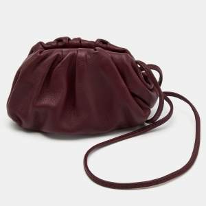 Pre Owned Bottega Veneta Burgundy Leather Extra Mini Pouch 