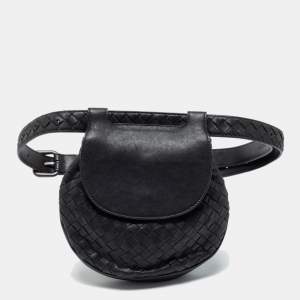 Bottega Veneta Black Intrecciato Leather Belt Bag