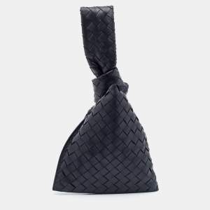 Pre Owned Bottega Veneta Black Intrecciato Leather BV Twist Clutch