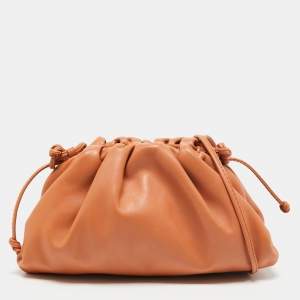 Pre Owned Bottega Veneta Beige Leather Mini Pouch Clutch