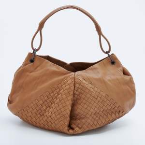 Pre Owned Bottega Veneta Beige Intrecciato Leather Aquilone Fortune Cookie Hobo
