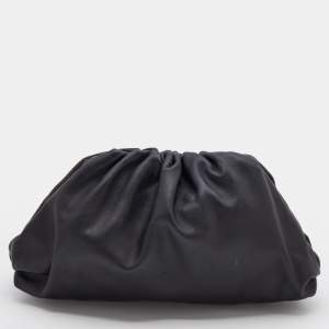 Pre Owned Bottega Veneta Black Leather The Pouch Clutch