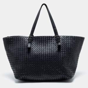 Pre Owned Bottega Veneta Black Intrecciato Leather Tote