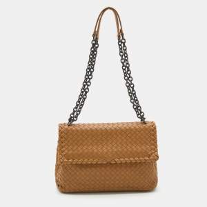 Pre Owned Bottega Veneta Light Tan Intrecciato Leather Medium Olimpia Shoulder Bag