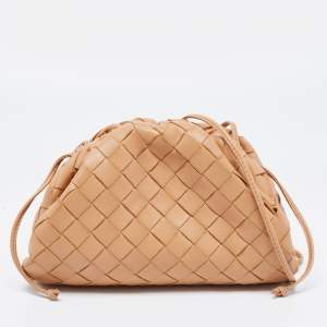 Pre Owned Bottega Veneta Tan Intrecciato Leather Mini The Pouch Bag