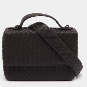Pre Owned Bottega Veneta Mauve Intrecciato Leather Alumna Top Handle Bag