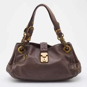 Bottega Veneta Brown Leather Napoli Bag