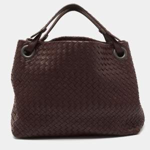 Pre Owned Bottega Veneta Burgundy Intrecciato Leather Garda Tote