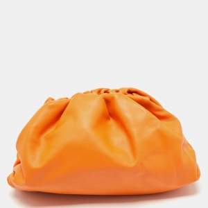 Pre Owned Bottega Veneta Orange Leather The Pouch Clutch