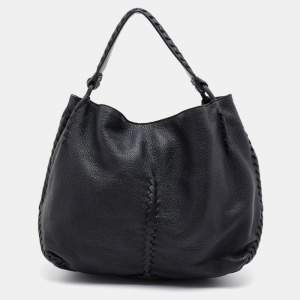 Pre Owned Bottega Veneta Black Leather Cervo Hobo