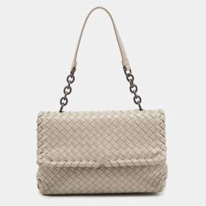Bottega Veneta Beige Intrecciato Leather Olimpia Top Handle Bag