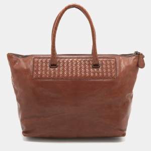 Pre Owned Bottega Veneta Brown Intrecciato Leather Tote