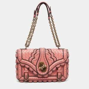 Pre Owned Bottega Veneta Old Rose Intrecciato Leather City Knot Shoulder Bag