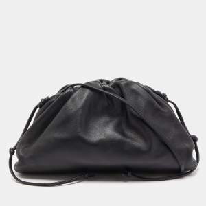 Pre Owned Bottega Veneta Black Leather Mini The Pouch Bag