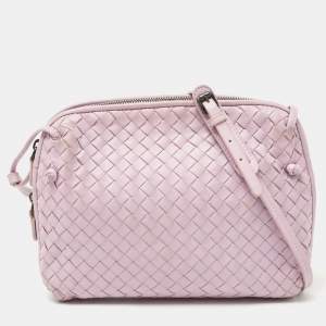 Pre Owned Bottega Veneta Lilac Intrecciato Leather Nodini Crossbody Bag