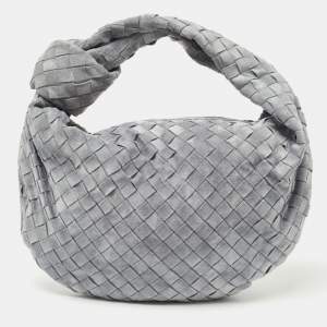 Pre Owned Bottega Veneta Grey Intrecciato Suede BV Jdoie Hobo