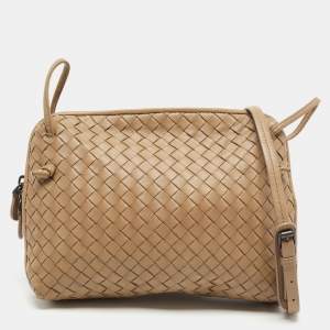 Pre Owned Bottega Veneta Beige Intrecciato Leather Nodini Shoulder Bag