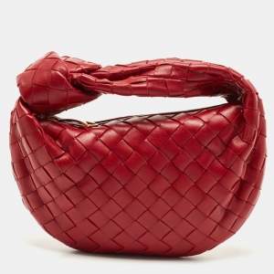 Pre Owned Bottega Veneta Red Intrecciato Leather Mini BV Jodie Bag